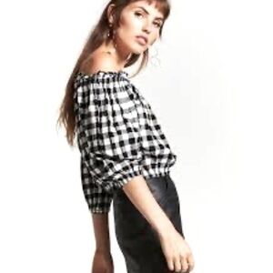 MICHAEL STUDIO black & white checkered on/off shoulder top blouse. New condition